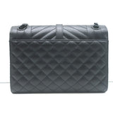 Saint Laurent Envelope Triquilt Medium Crossbody Bag Black Grained Leather