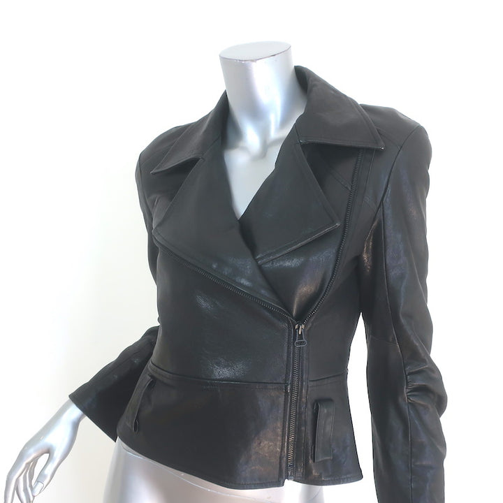 Alice + Olivia Leather Biker Jacket Black Size 4