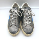 Golden Goose Superstar Low Top Sneakers Gray & Blue Distressed Leather Size 39