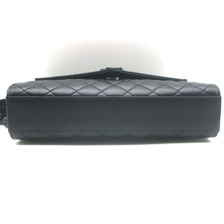 Saint Laurent Envelope Triquilt Medium Crossbody Bag Black Grained Leather