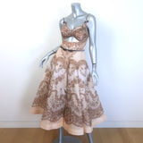 Zimmermann Crush Twist-Front Cutout Midi Dress Blush Printed Organza Size 1