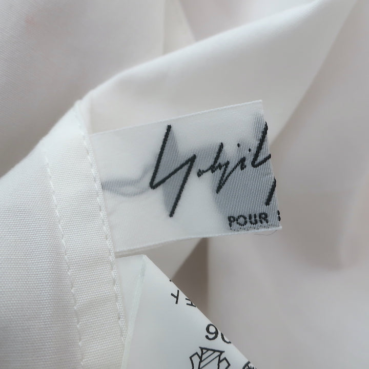 Yohji Yamamoto Pour Homme Buckled Cowl Neck Shirt White Cotton Size 2