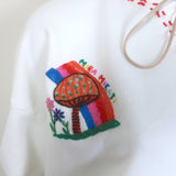 Mira Mikati Mushroom & Rainbow-Embroidered Sweatshirt Cream Cotton Size 40