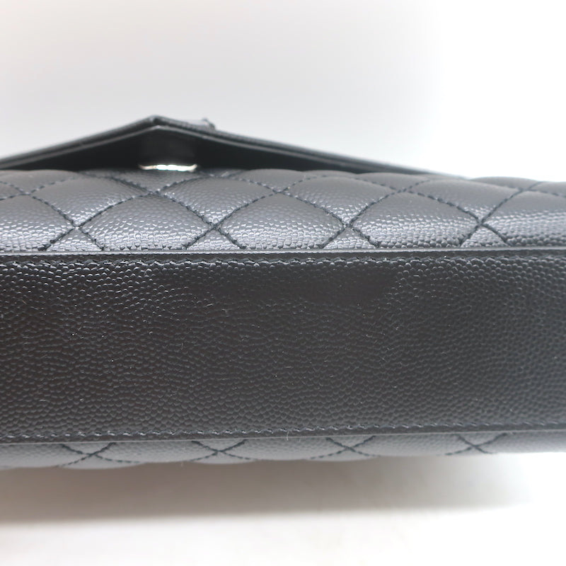 Saint Laurent Envelope Triquilt Medium Crossbody Bag Black Grained Leather