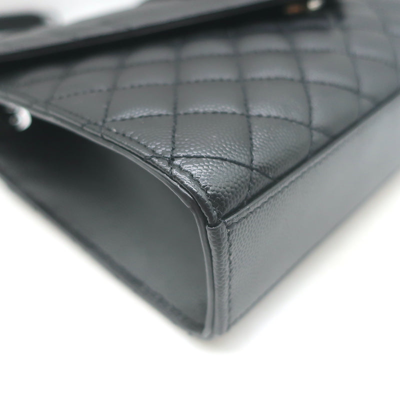 Saint Laurent Envelope Triquilt Medium Crossbody Bag Black Grained Leather