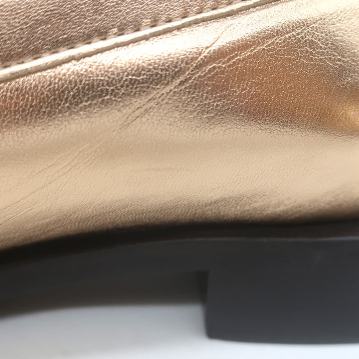 Stuart Weitzman Palmer Crystal-Embellished Loafers Rose Gold Leather Size 10.5