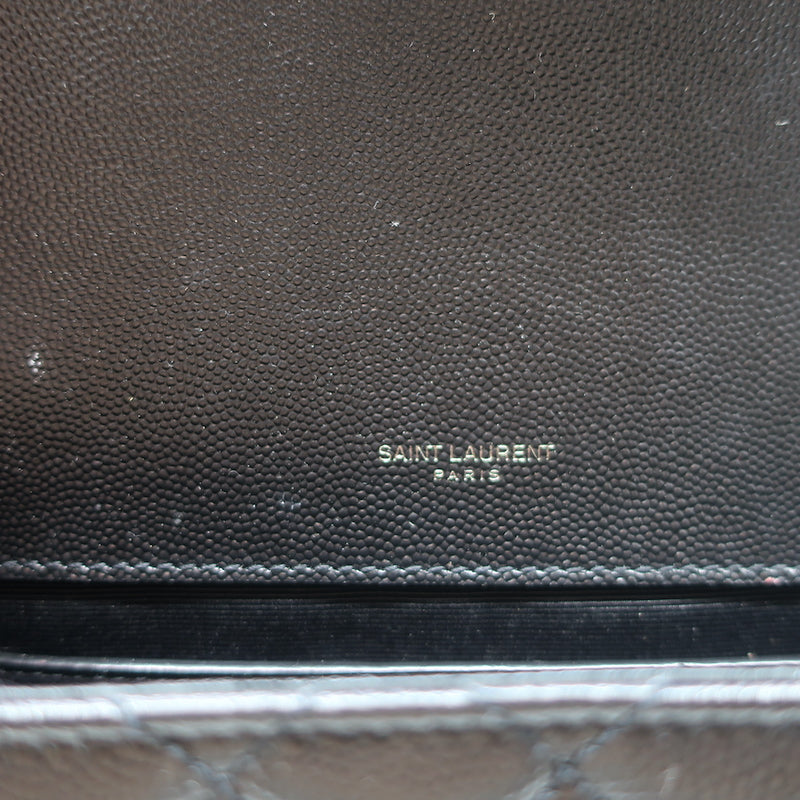Saint Laurent Envelope Triquilt Medium Crossbody Bag Black Grained Leather
