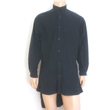 Yohji Yamamoto Pour Homme Long Staff Shirt Black Cotton Size 3