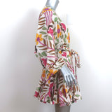 RHODE Ella Belted Mini Dress Cream/Multi Floral Print Cotton Size Extra Small