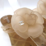 Chanel Jelly CC Camellia Thong Sandals Nude Size 39 Flat Flip Flops