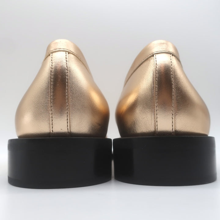 Stuart Weitzman Palmer Crystal-Embellished Loafers Rose Gold Leather Size 10.5