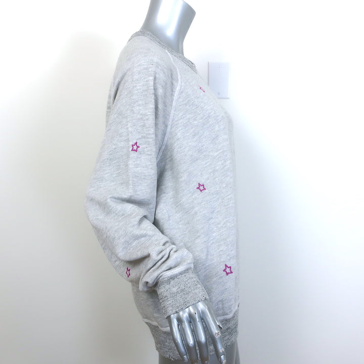 THE GREAT Star-Embroidered College Sweatshirt Heather Gray Size 3