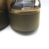 Saint Laurent Bianca 125 Crisscross Platform Sandals Olive Brown Satin Size 40