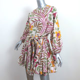RHODE Ella Belted Mini Dress Cream/Multi Floral Print Cotton Size Extra Small