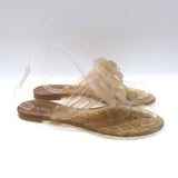 Chanel Jelly CC Camellia Thong Sandals Nude Size 39 Flat Flip Flops