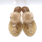 Chanel Jelly CC Camellia Thong Sandals Nude Size 39 Flat Flip Flops