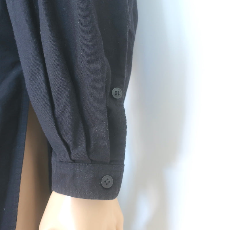 Yohji Yamamoto Pour Homme Long Staff Shirt Black Cotton Size 3