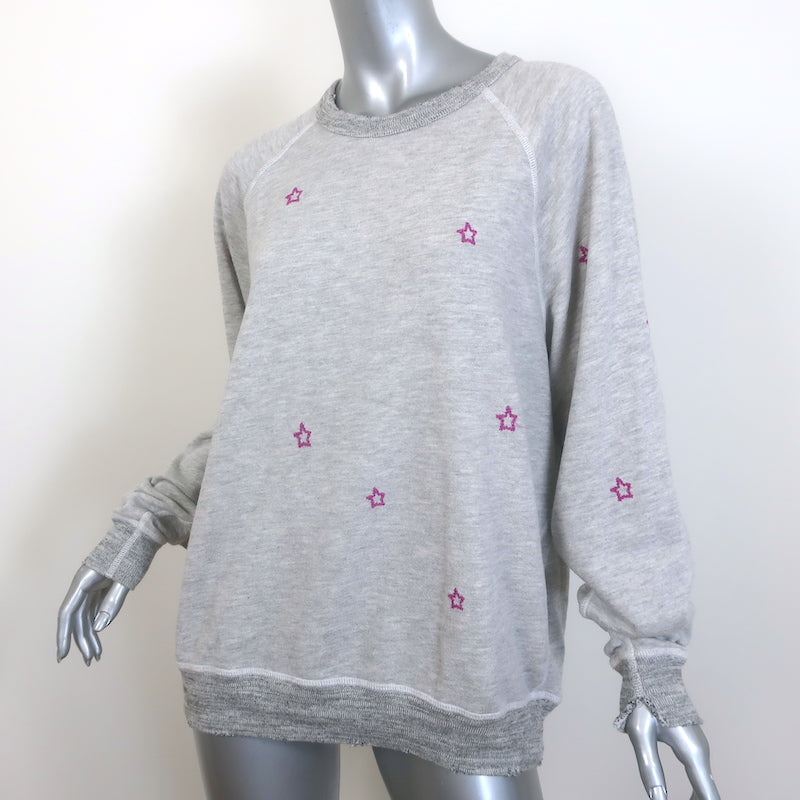 THE GREAT Star-Embroidered College Sweatshirt Heather Gray Size 3
