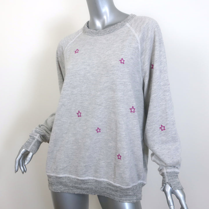 THE GREAT Star-Embroidered College Sweatshirt Heather Gray Size 3