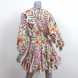 RHODE Ella Belted Mini Dress Cream/Multi Floral Print Cotton Size Extra Small