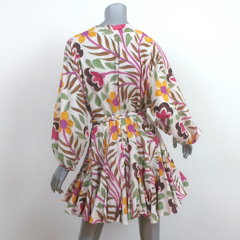 RHODE Ella Belted Mini Dress Cream/Multi Floral Print Cotton Size Extr Celebrity Owned RHODE Ella Belted Mini Dress Cream/Multi Floral Print Cotton Size Extr Celebrity Owned