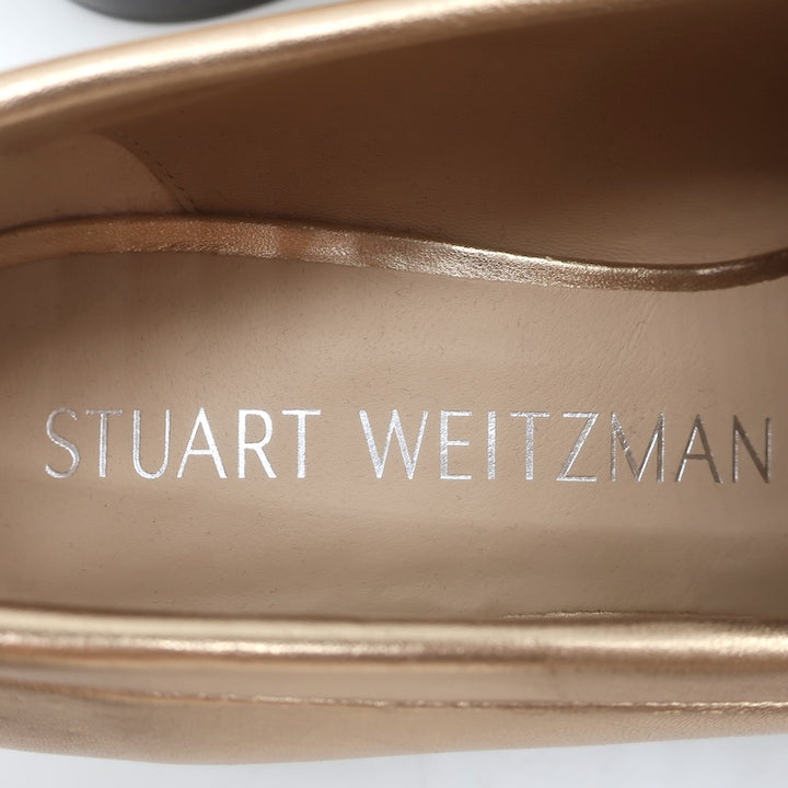 Stuart Weitzman Palmer Crystal-Embellished Loafers Rose Gold Leather Size 10.5