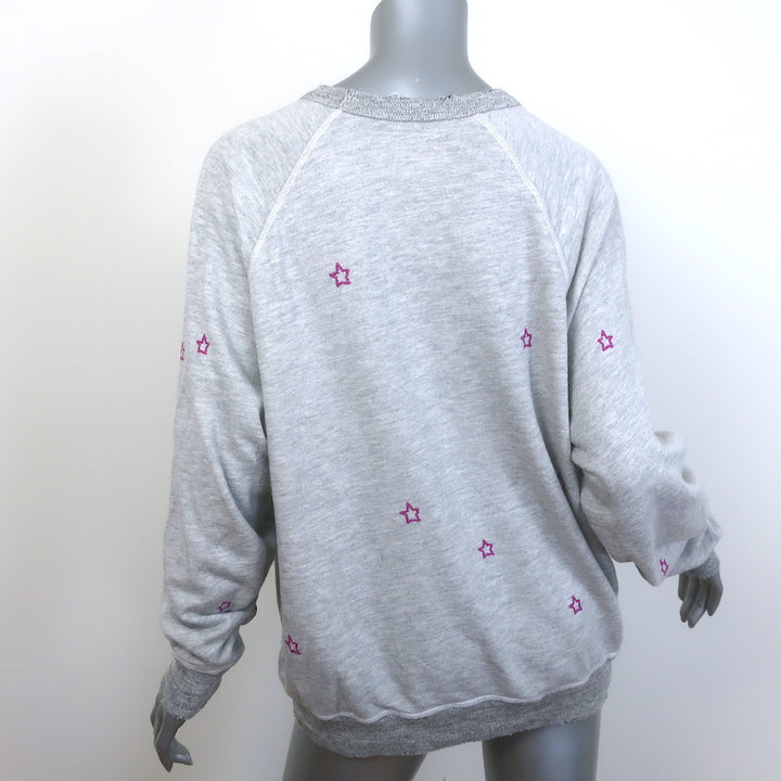 THE GREAT Star-Embroidered College Sweatshirt Heather Gray Size 3