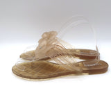 Chanel Jelly CC Camellia Thong Sandals Nude Size 39 Flat Flip Flops