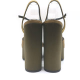 Saint Laurent Bianca 125 Crisscross Platform Sandals Olive Brown Satin Size 40