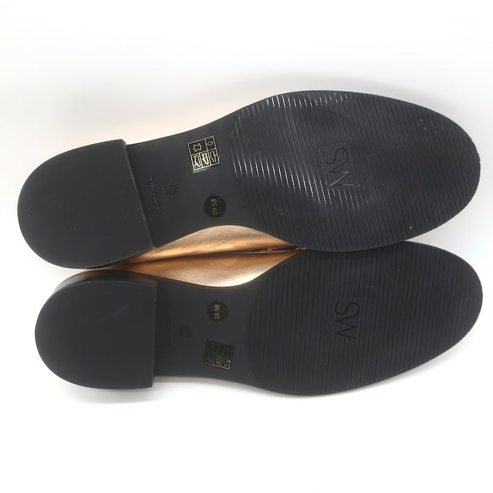 Stuart Weitzman Palmer Crystal-Embellished Loafers Rose Gold Leather Size 10.5