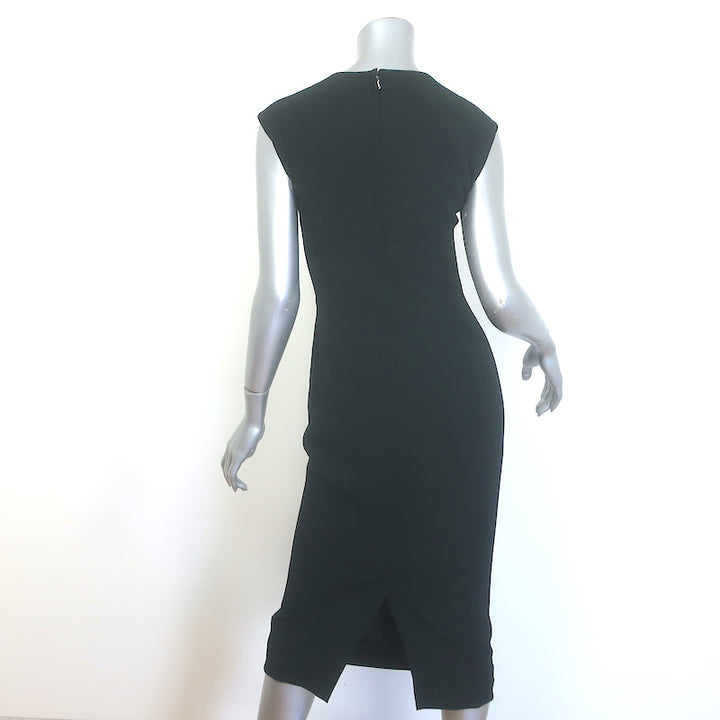 Dolce &amp; Gabbana Longuette Square Neck Midi Dress Black Cady Size 42 NEW
