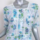 LoveShackFancy Edie Maxi Dress White/Blue Floral Print Cotton Size Extra Small