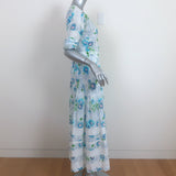 LoveShackFancy Edie Maxi Dress White/Blue Floral Print Cotton Size Extra Small