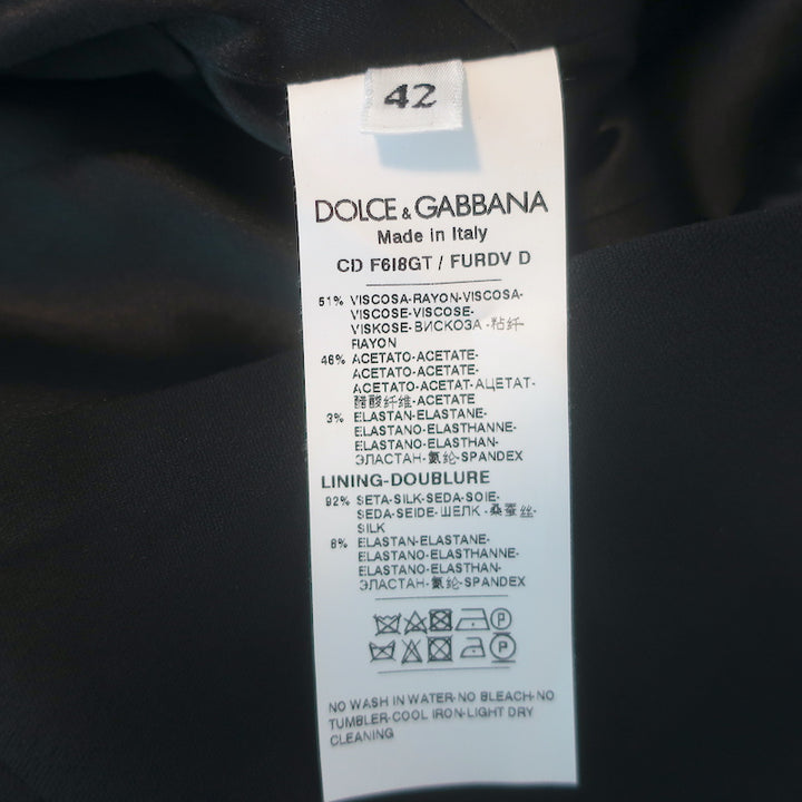 Dolce &amp; Gabbana Longuette Square Neck Midi Dress Black Cady Size 42 NEW