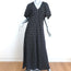 Lee Mathews Puff Sleeve Maxi Dress Roxie Black Floral Print Satin Size 3 NEW