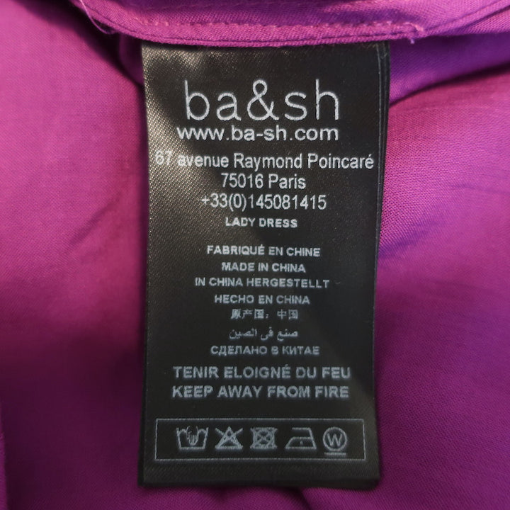 Ba&amp;sh Cycy Metallic-Flecked Mini Dress Purple Printed Chiffon Size Small NEW