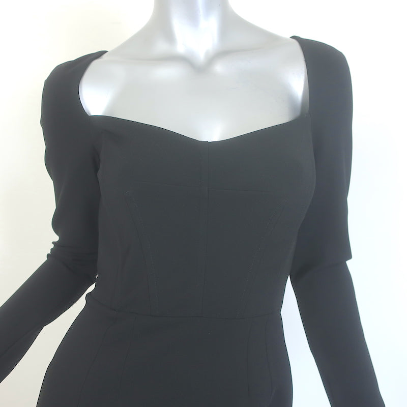 Dolce &amp; Gabbana Long Sleeve Bustier Dress Black Stretch Jersey Size 42 NEW