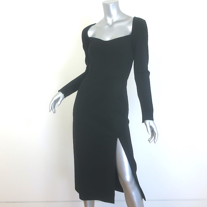 Dolce &amp; Gabbana Long Sleeve Bustier Dress Black Stretch Jersey Size 42 NEW