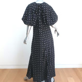 Lee Mathews Puff Sleeve Maxi Dress Roxie Black Floral Print Satin Size 3 NEW