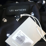 Lee Mathews Puff Sleeve Maxi Dress Roxie Black Floral Print Satin Size 3 NEW