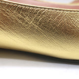 Roger Vivier Gommettine Pointed Toe Ballet Flats Gold Metallic Leather Size 37.5