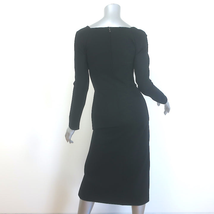 Dolce &amp; Gabbana Long Sleeve Bustier Dress Black Stretch Jersey Size 42 NEW