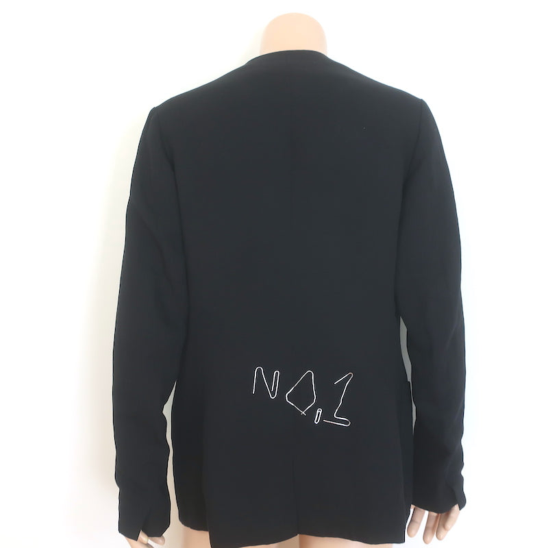 Yohji Yamamoto Pour Homme No.1 Embroidered Jacket Black Linen-Blend Size 4