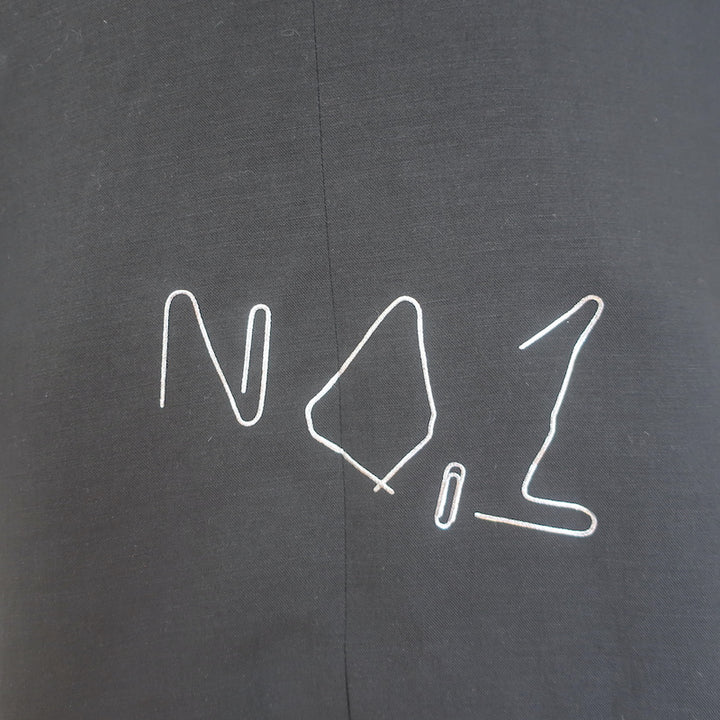 Yohji Yamamoto Pour Homme No.1 Embroidered Jacket Black Linen-Blend Size 4