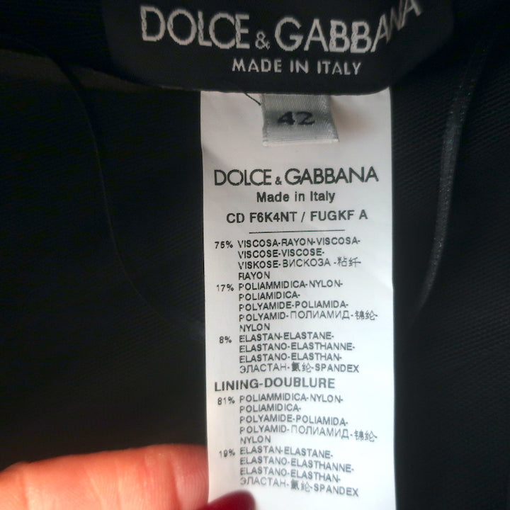 Dolce &amp; Gabbana Long Sleeve Bustier Dress Black Stretch Jersey Size 42 NEW