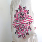 Ulla Johnson Sofia Embroidered Belted Midi Dress Flax Cotton-Linen Size 2