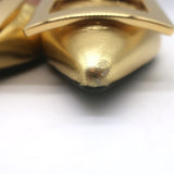 Roger Vivier Gommettine Pointed Toe Ballet Flats Gold Metallic Leather Size 37.5