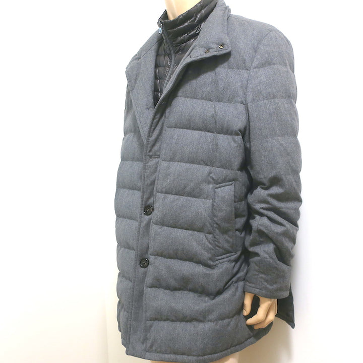 Moncler Vallier Quilted Down Coat Gray Wool Size 7
