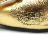 Roger Vivier Gommettine Pointed Toe Ballet Flats Gold Metallic Leather Size 37.5