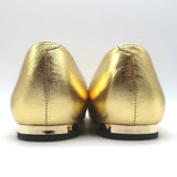 Roger Vivier Gommettine Pointed Toe Ballet Flats Gold Metallic Leather Size 37.5